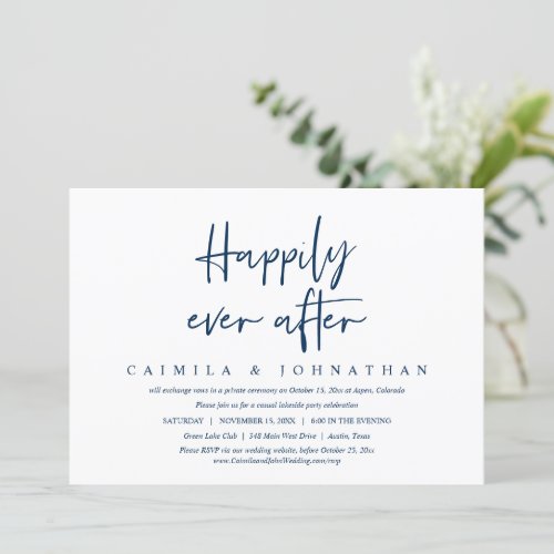 Casual Wedding Elopement Party Happily Ever After Invitation