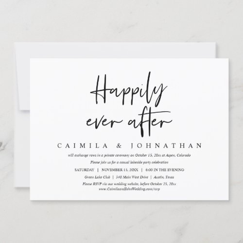 Casual Wedding Elopement Party Happily Ever After Invitation