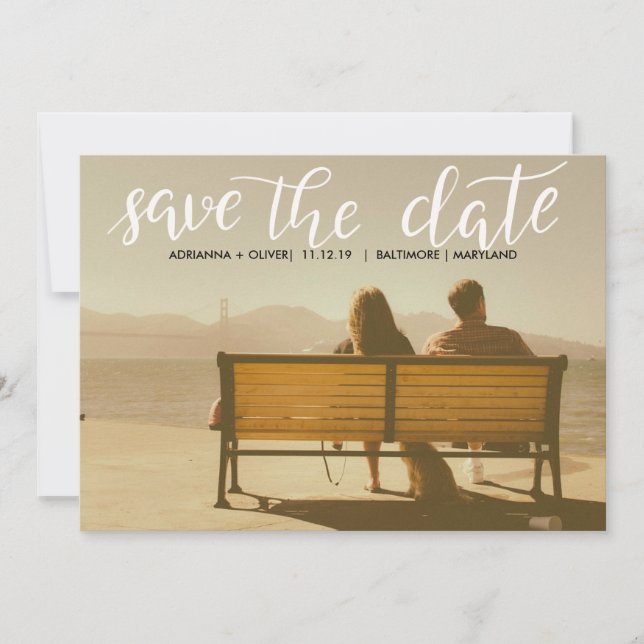 Casual  Wedding Save The Date Script Photo (Front)