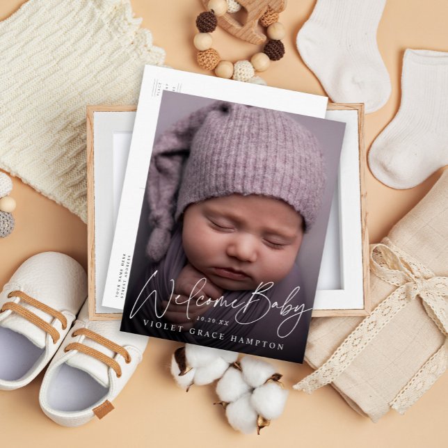 Casual Welcome New Baby Photo Announcement Postcard (Creator Uploaded)