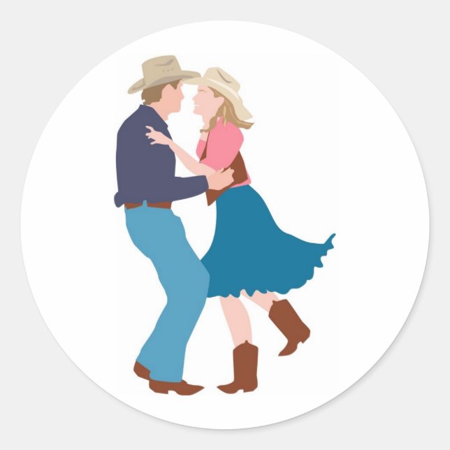 Casual Western Wedding Reception Classic Round Sticker (Front)