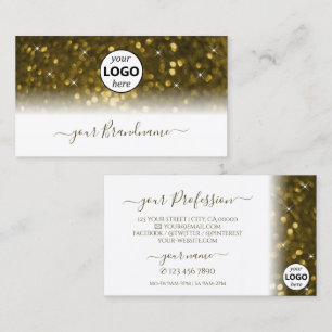 Casual White Gold Sparkling Glitter Stars Add Logo Business Card