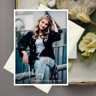 Casual Writing Name Graduate Photo Invitation