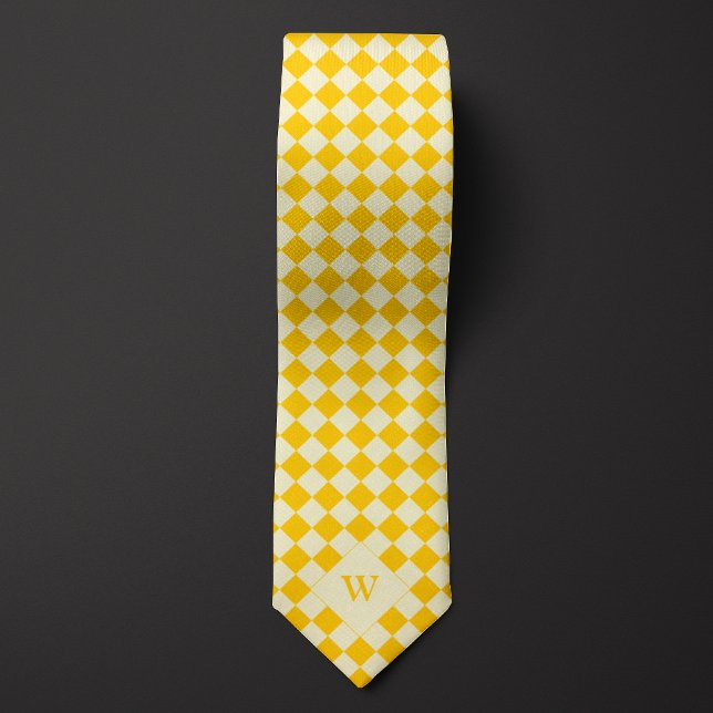 Casual Yellow Checkered Monogram Neck Tie (Creator Uploaded)