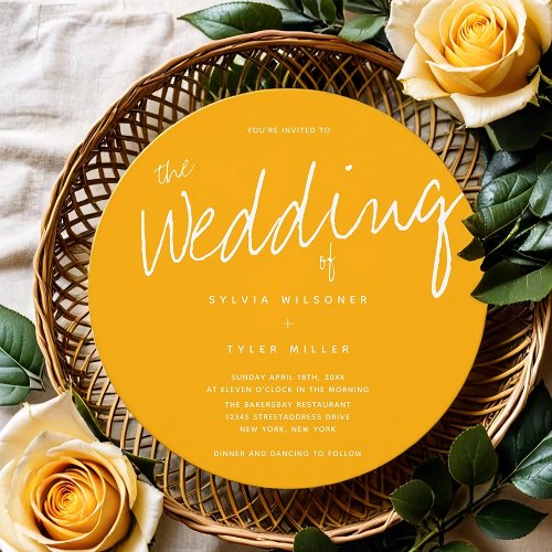 Casual Yellow Typography Wedding Invitation