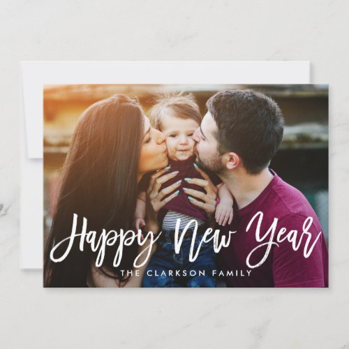 Casually Brushed EDITABLE COLOR New Year Card