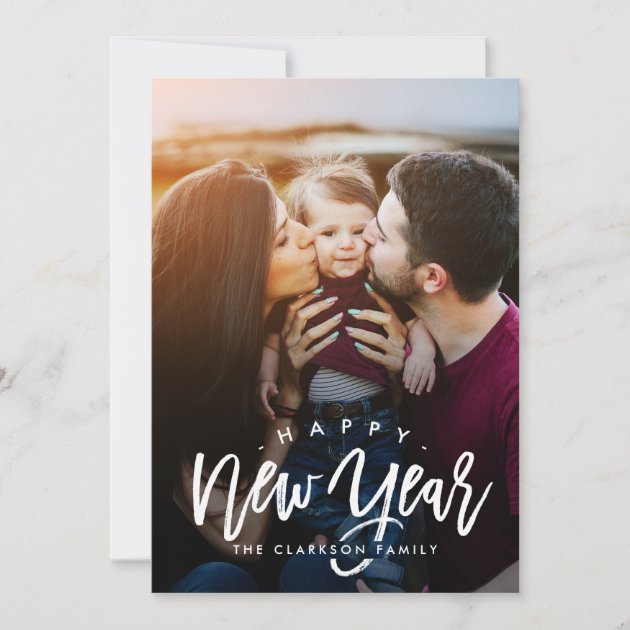 Casually Brushed EDITABLE COLOR New Year Cards