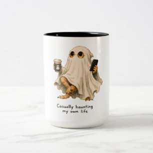 Casually Haunting My Own Life Bearded Dragon Art Two-Tone Coffee Mug