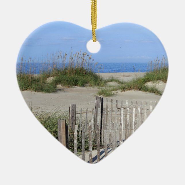 Caswell Beach, NC Land and Seascape Ceramic Ornament (Front)