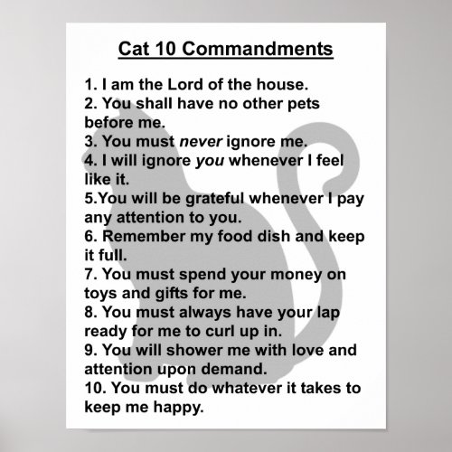 Cat 10 Commandment print