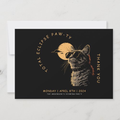 Cat 2024 Total Solar Eclipse Viewing Party Invi Thank You Card