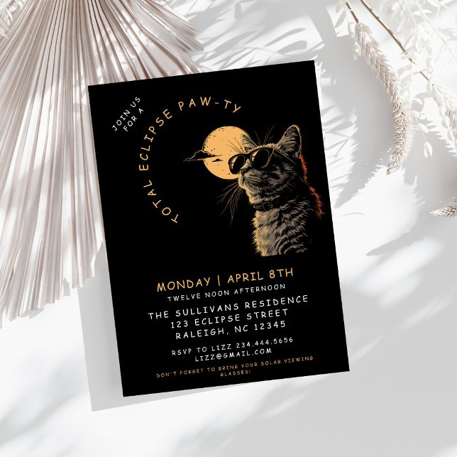 Cat 2024 Total Solar Eclipse Viewing Party  Invitation (Creator Uploaded)