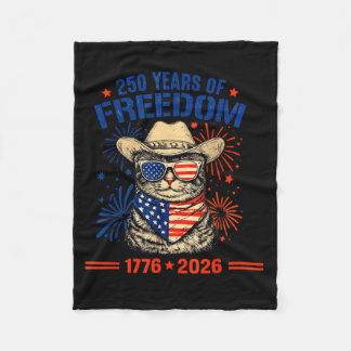 Cat 250th Anniversary USA Patriotic Freedom 1776 Fleece Blanket