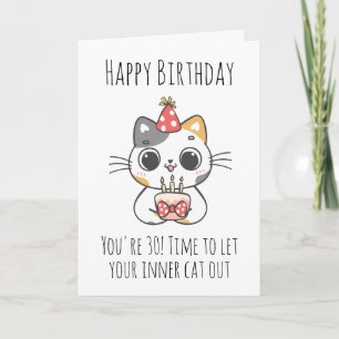 cat 30th birthday card
