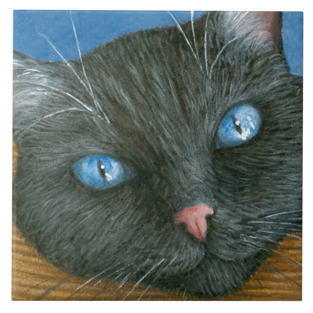 Cat 414 Black Cat Ceramic Tile (Front)