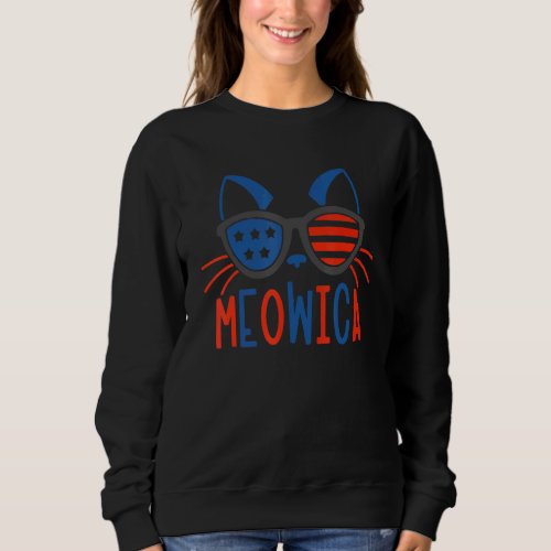 Cat 4th July Meowica Usa American Flag Independenc Sweatshirt