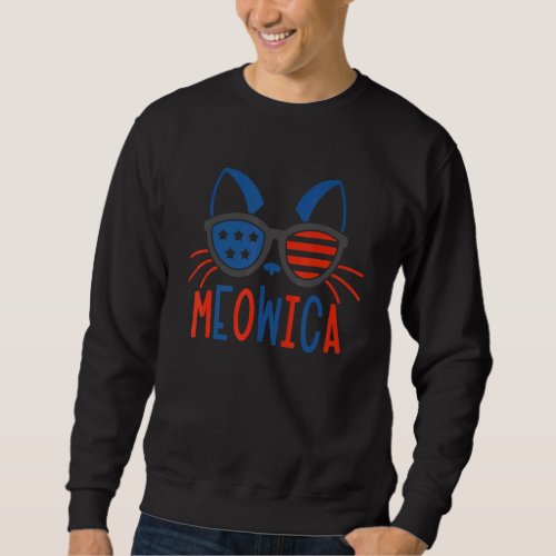 Cat 4th July Meowica USA American Flag Independenc Sweatshirt