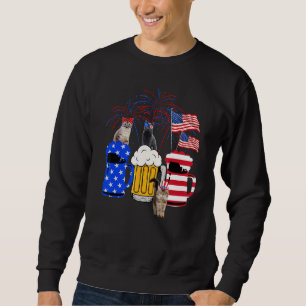 Cat 4th Of July Costumes Red White Blue Beer Glass Sweatshirt