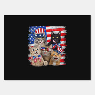 Cat 4th Of July Freedom American Flag Sunglasses Sign