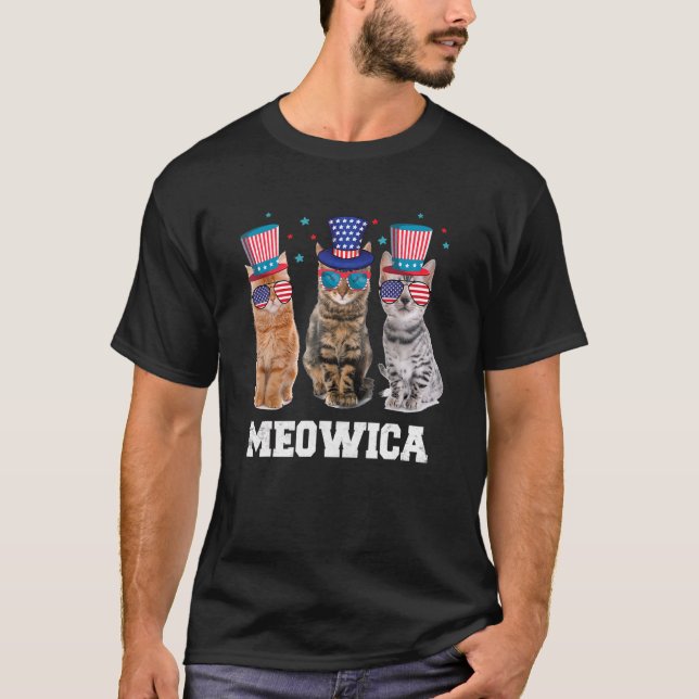 Cat 4th Of July Independence Day America Kittens T-Shirt (Front)
