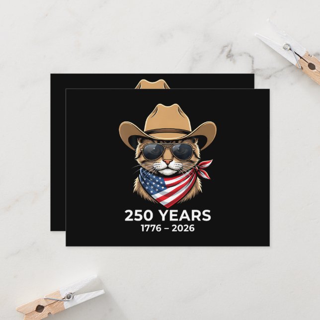Cat 4Th Of July Invitation (Front/Back In Situ)