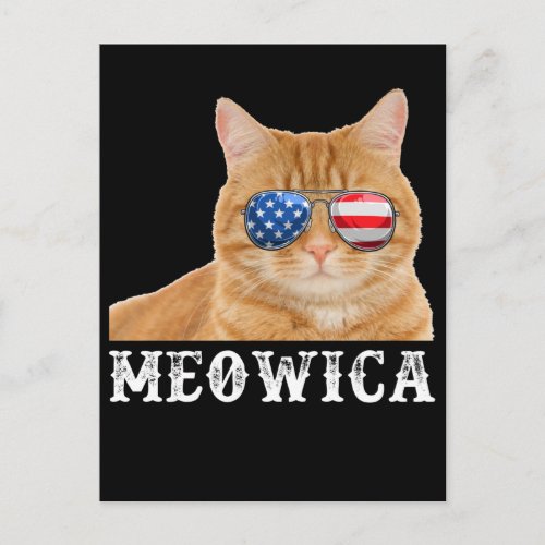 Cat 4th of July Kitten Merica USA American Flag Postcard