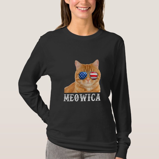 Cat 4th Of July Kitten Merica Usa American Flag  T-Shirt (Front)