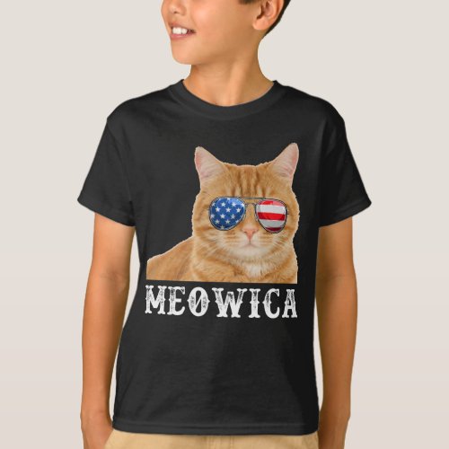 Cat 4th of July Kitten Merica USA American Flag T_Shirt