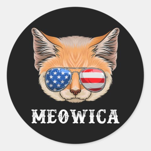 Cat 4th of July Men Women Kitten USA American Classic Round Sticker