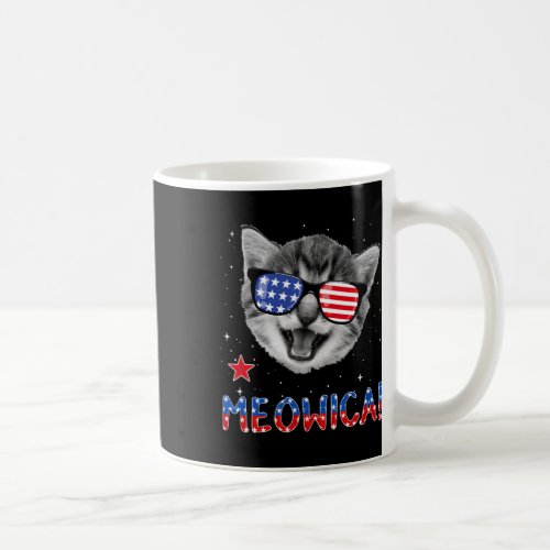 Cat 4th Of July Meowica American Flag Tee  Coffee Mug