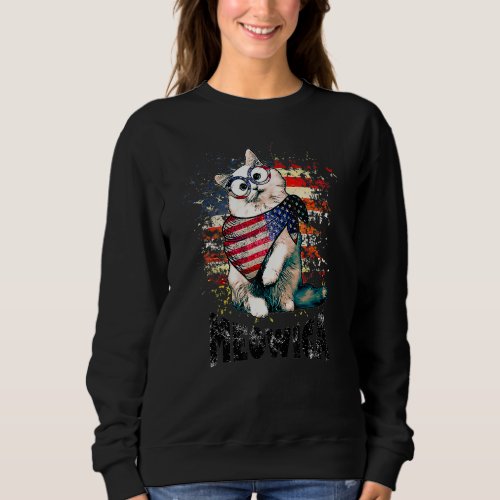 Cat 4th Of July Meowica Merica Men Usa American Fl Sweatshirt