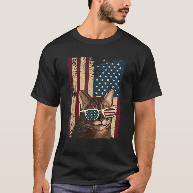 Cat 4th of July Meowica Merica Men USA American Fl T-Shirt (Front)