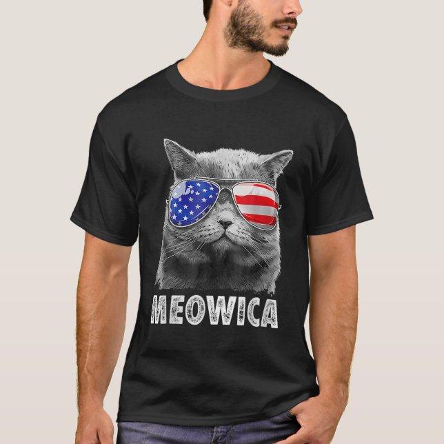 Cat 4th Of July Meowica Merica Men USA American Fl T-Shirt (Front)