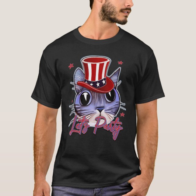 Cat 4th of July Patriotic T-Shirt (Front)