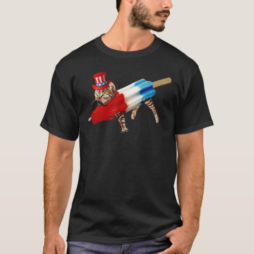 Cat 4th Of July Popsicle Retro Bomb Independence D T_Shirt