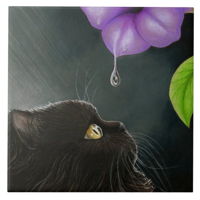 Cat 514 Black Persian Ceramic Tile (Front)