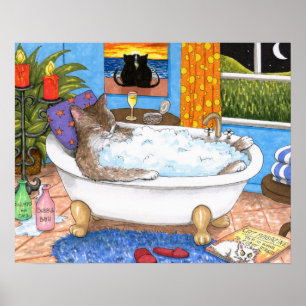 Cat 567 Funny bathroom art Poster