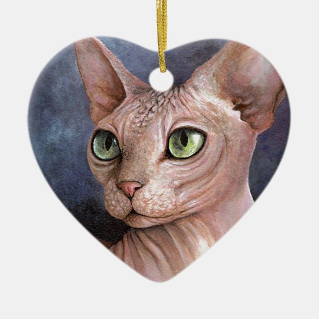 Cat 578 Sphynx Ceramic Ornament (Front)