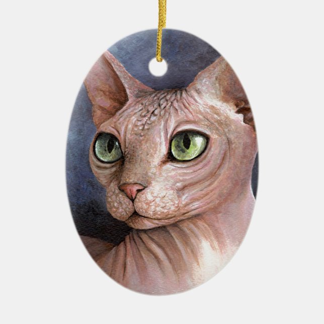 Cat 578 Sphynx Ceramic Ornament (Front)