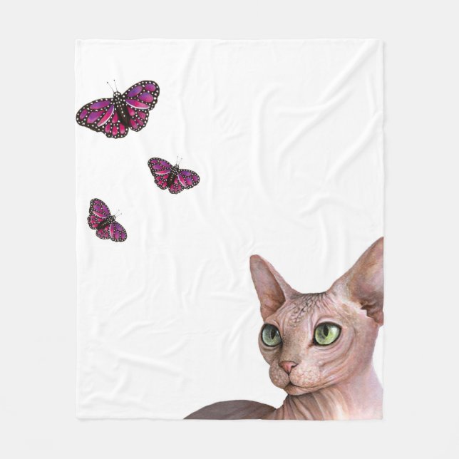 Cat 578 Sphynx Fleece Blanket (Front)