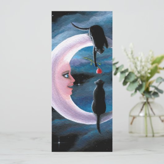 Cat 581 black cats on the moon Bookmark (Standing Front)