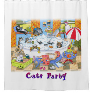 Cat 601 funny bathroom art shower curtain