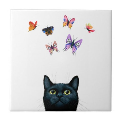 Cat 606 butterfly ceramic tile