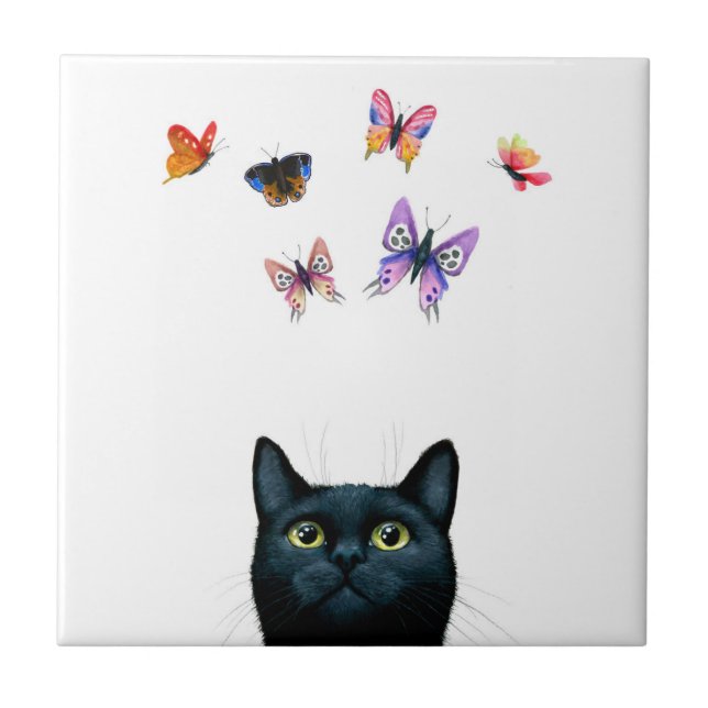 Cat 606 butterfly ceramic tile (Front)