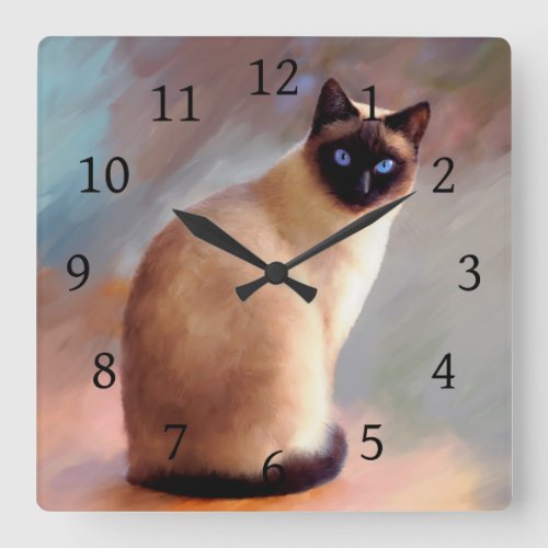 Cat 613 Siamese Square Wall Clock