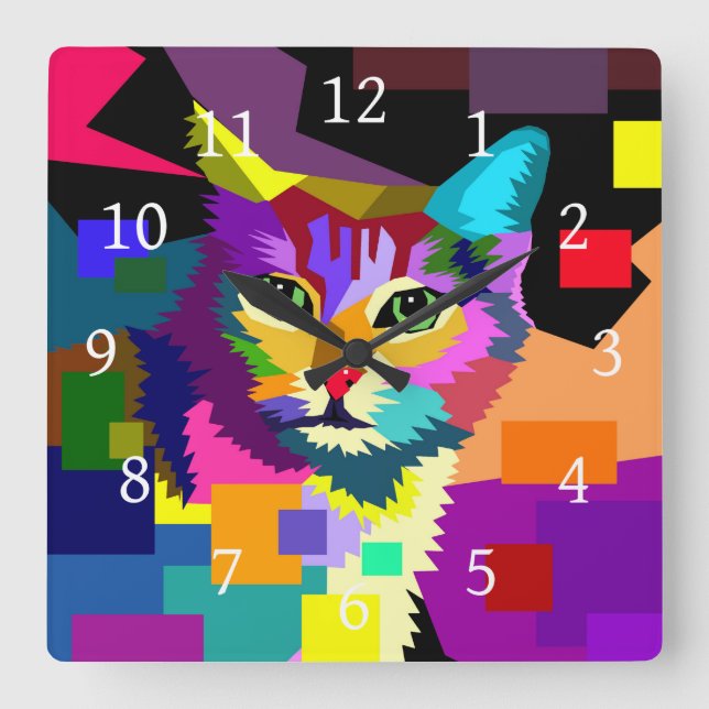 cat 656 square wall clock (Front)