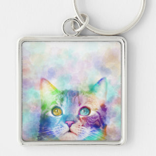 cat 663 multicolor cat keychain