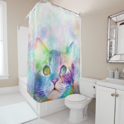 cat 663 multicolor cat shower curtain