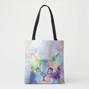 cat 663 multicolor cat tote bag
