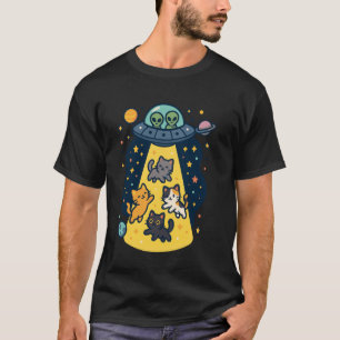 Cat Abducted by Aliens Funny The Cat Journey into T-Shirt